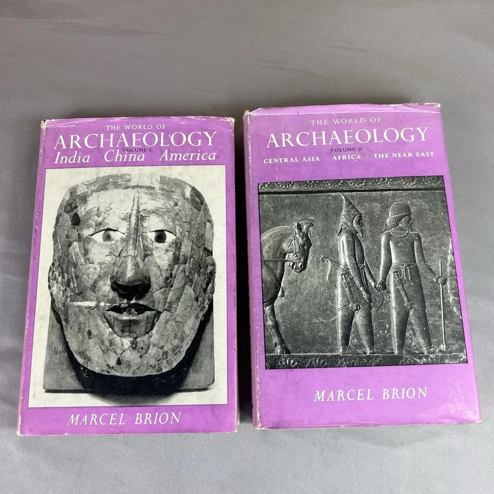 The World of Archaeology Vol 1 & 2 Marcel Brion Hardcover 1962 Vintage Set